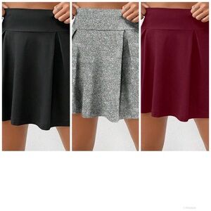 Set of 3 Women's Casual Sports Solid Color Athletic Summer Skirt, Size XS